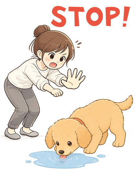 水たまりを舐めさせない